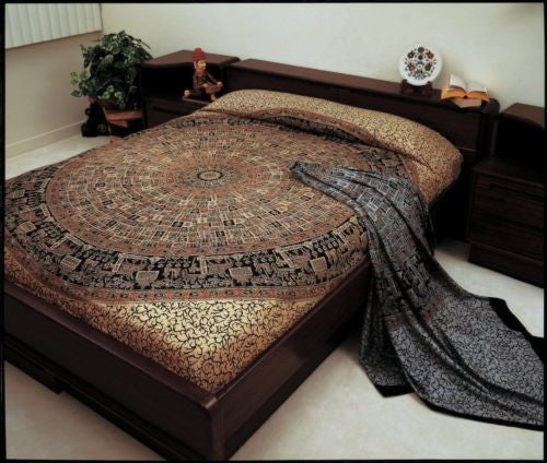 Clearance Sale Jaipur Bagru Mandala Tapestry Tablecloth Throw Coverlet Bedspread Gorgeous Twin - Sweet Us