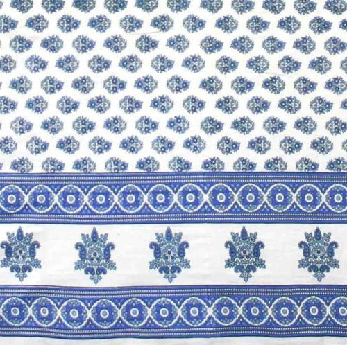 Handmade Blue Floral Monotone Buti 100% Cotton Tablecloth 60x60 Square - Sweet Us