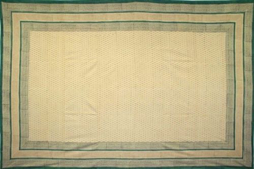 Handmade 100% Cotton Bagru Block Print Tapestry Tablecloth Bedspread Green Full - Sweet Us