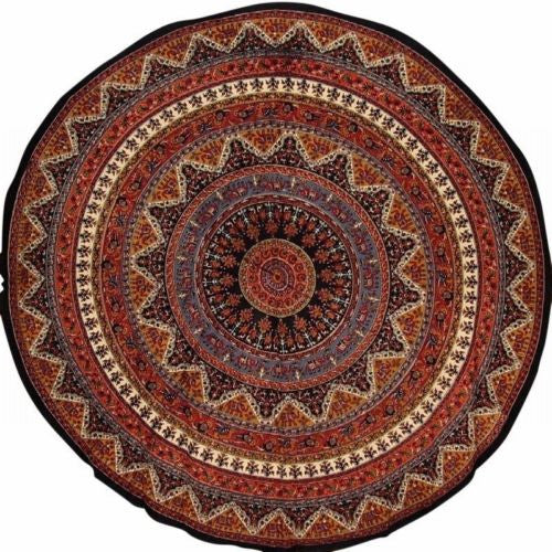 CLEARANCE SALE Handmade Cotton Mandala Floral Elephant Tablecloth 76" Round - Sweet Us