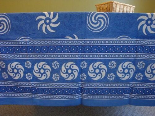 Handmade 100% Cotton Sunflower Spiral Tablecloth Tapestry Bedspread Blues 60x88 - Sweet Us