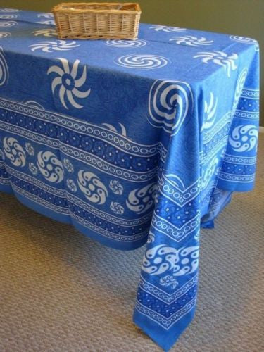 Handmade 100% Cotton Sunflower Spiral Tablecloth Tapestry Bedspread Blues 60x88 - Sweet Us