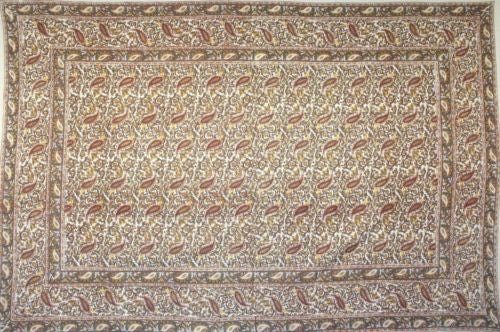 Handmade Cotton Floral Vine Paisley Tapestry Throw Tablecloth Spread Full 88x108 - Sweet Us