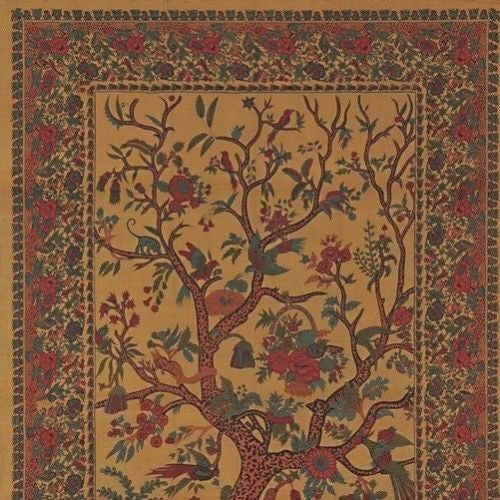 CLEARANCE Handmade 100% Cotton Tree of Life Tapestry Tablecloth Bedspread Twin 70x104 Gold - Sweet Us