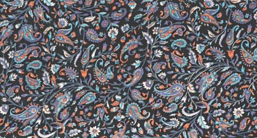 Unique Handmade Paisley Floral Scarf Bandana 100% Cotton 42x42 Black Blue - Sweet Us