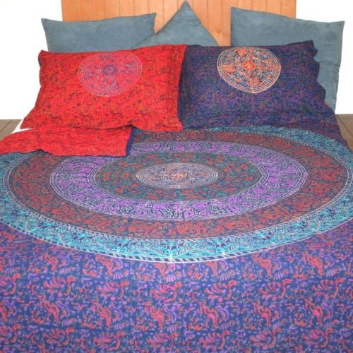 CLEARANCE Reversible Duvet Cover Cotton Handmade Mandala Block Print Full Queen - Sweet Us
