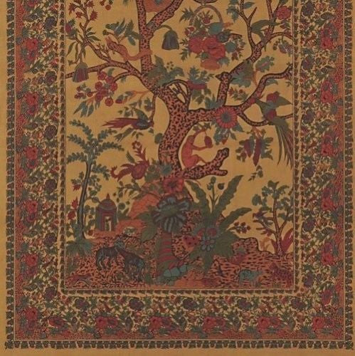CLEARANCE Handmade 100% Cotton Tree of Life Tapestry Tablecloth Bedspread Twin 70x104 Gold - Sweet Us