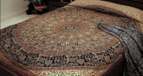 Clearance Sale Jaipur Bagru Mandala Tapestry Tablecloth Throw Coverlet Bedspread Gorgeous Twin - Sweet Us