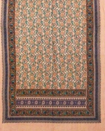 Handmade Floral Print 100% Cotton Tab Top Curtain Drape Panel 44x88 Green Earthy - Sweet Us