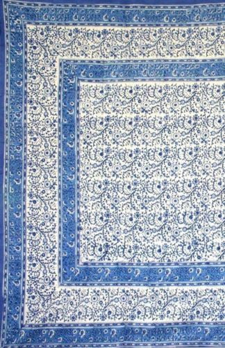CLEARANCE Handmade Floral Rajasthan Block Print Tablecloth Cotton 60x60 Square - Sweet Us