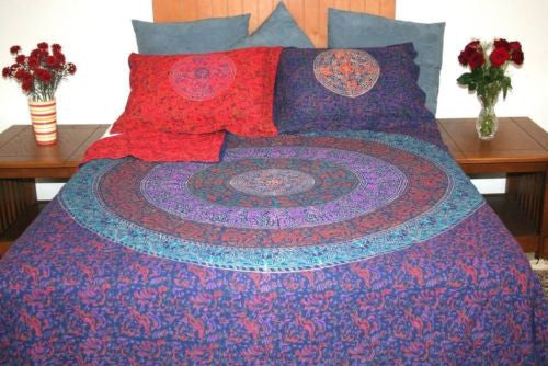 CLEARANCE Reversible Duvet Cover Cotton Handmade Mandala Block Print Full Queen - Sweet Us