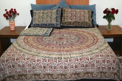 CLEARANCE SALE Reversible Duvet Cover  Kalamkari 100% Cotton Full Queen - Sweet Us