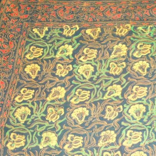 Handmade Floral Block Print 100% Cotton Scarf 42x42 Green Casual Formal Wear - Sweet Us
