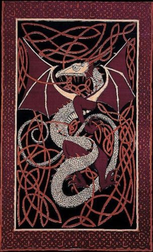Handmade 100% Cotton Celtic Dragon Tapestry Tablecloth Spread Full 88x106 Browns - Sweet Us