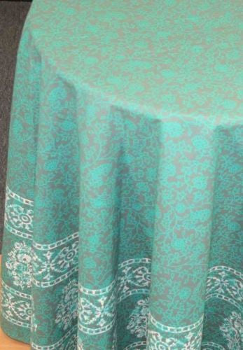 Handmade Floral Bouquet Tablecoth 100% Cotton Hand Printed 72" Round Gorgeous - Sweet Us