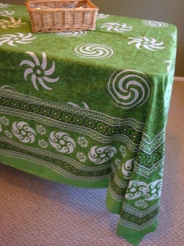 Handmade 100% Cotton Sunflower Spiral Tablecloth Tapestry Bedspread Green 60x88 - Sweet Us