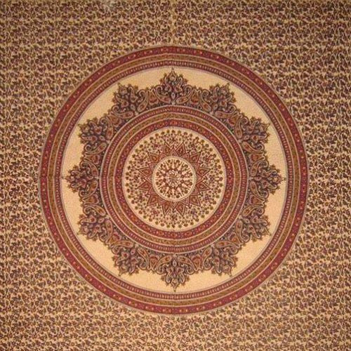 Handmade 100% Cotton Floral Jaipur Paisley Mandala Tablecloth Tapestry Burgundy - Sweet Us