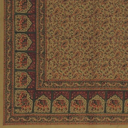 Handmade 100% Cotton Paisley Elephant Print Tapestry Coverlet Spread 88x104 Full - Sweet Us