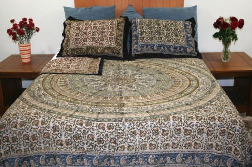 CLEARANCE SALE Reversible Duvet Cover  Kalamkari 100% Cotton Full Queen - Sweet Us