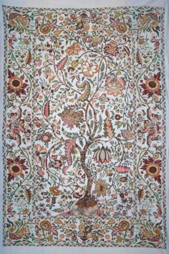 Tree of Life Print Cotton Wall Hanging Tapestry Bedspread Light Blue Full - Sweet Us