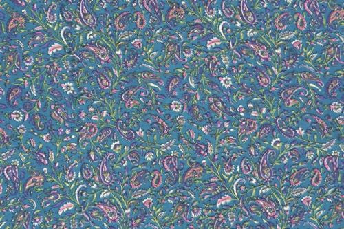 Unique Handmade Paisley Floral Scarf Bandana 100% Cotton 42x42 Blue - Sweet Us