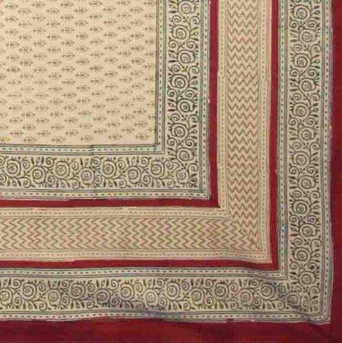 Handmade 100% Cotton Bagru Block Print Tapestry Tablecloth Bedspread Red Full - Sweet Us