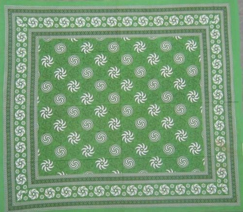 Handmade 100% Cotton Sunflower Spiral Tablecloth Tapestry Bedspread Green 60x88 - Sweet Us