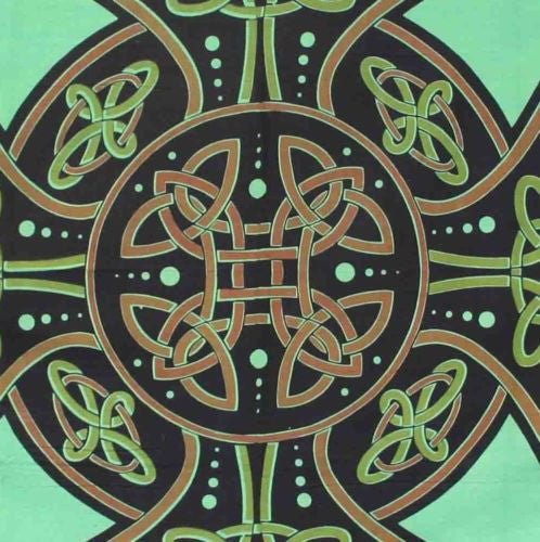 Handmade 100% Cotton Celtic Cross Tapestry Tablecloth Coverlet Full Green - Sweet Us