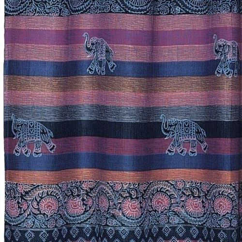 Unique Handmade Cotton Tab Top Curtain Drape Panel Paisley Good Luck Elephant - Sweet Us