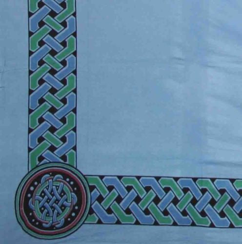 Handmade 100% Cotton Celtic Cross Spread Tapestry Tablecloth Coverlet Full Blue - Sweet Us