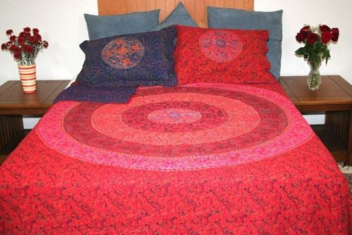 CLEARANCE Reversible Duvet Cover Cotton Handmade Mandala Block Print Full Queen - Sweet Us