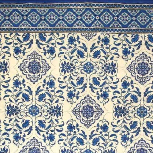 Handmade Victorian Bloom Floral Tablecloth 100% Cotton Blue 60x90 Rectangle - Sweet Us