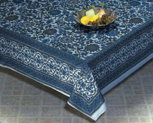 Handmade 100% Cotton Sunflower Tapestry Spread Tablecloth Light Blue Gray Full - Sweet Us