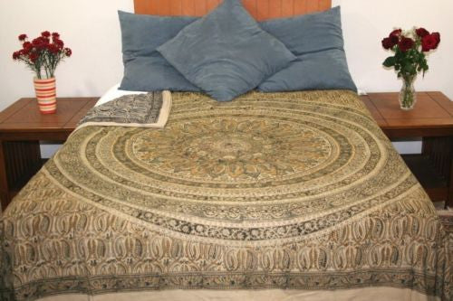 Reversible Duvet Cover Vegetable Dye Block Print Mandala Design Full Queen - Sweet Us