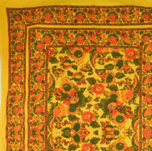 Handmade 100% Cotton French Floral Tapestry Tablecloth Throw Spread Full 88x106 - Sweet Us