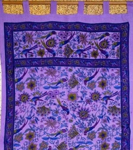 Handmade 100% Cotton Birds of Paradise Tab Top Curtain Drape Panel Purple 44x88 - Sweet Us