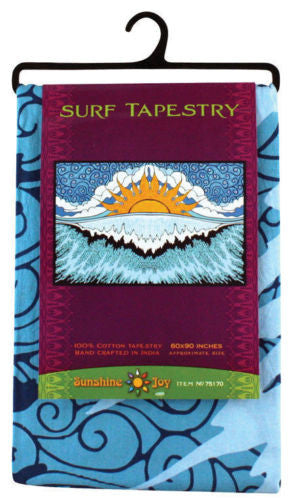 Handmade 100% Cotton Sun Wave Surf Tapestry Tablecloth Spread 60x90 Dorm Beach - Sweet Us