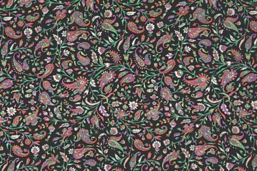 Unique Handmade Paisley Floral Scarf Bandana 100% Cotton 42x42 Black Green - Sweet Us