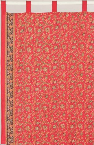 Handmade Floral Vine Tab Top Curtain 100% Cotton Drape Door Panel 44x88 Red - Sweet Us