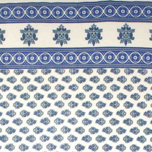 Handmade Blue Floral Monotone Buti 100% Cotton Tablecloth 60x60 Square - Sweet Us