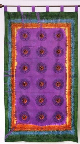 CLEARANCE SALE Om Tie Dye Tab Top Curtain Drape Handmade Cotton Panel 44x88 - Sweet Us