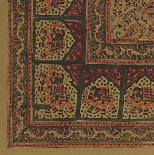 Handmade Paisley Elephant 100% Cotton Print Tapestry Coverlet Spread Green Twin - Sweet Us