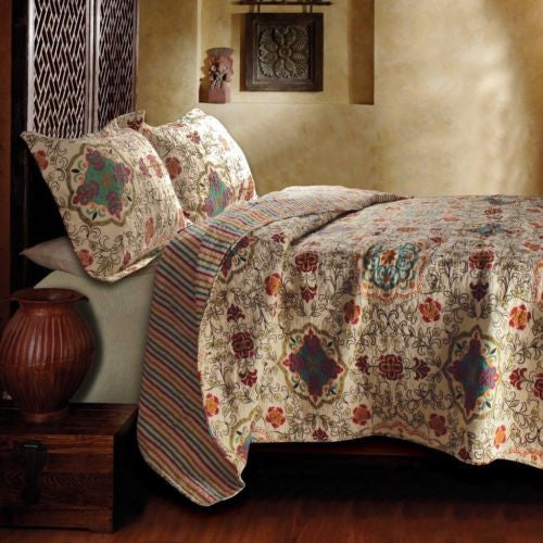 Esprit Spice Quilt Set 3 piece King Beautiful Floral Daisy Chain Design - Sweet Us