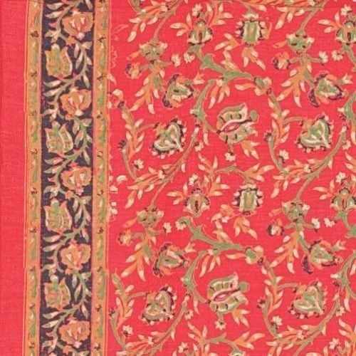 Handmade Floral Vine Tab Top Curtain 100% Cotton Drape Door Panel 44x88 Red - Sweet Us