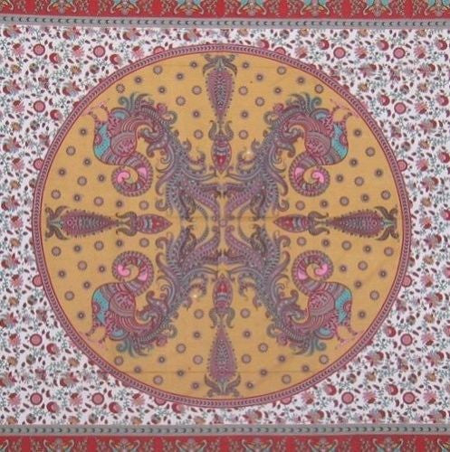 Clearance Handmade 100% Cotton Floral Peacock Throw Tapestry Tablecloth Coverlet Red Full - Sweet Us