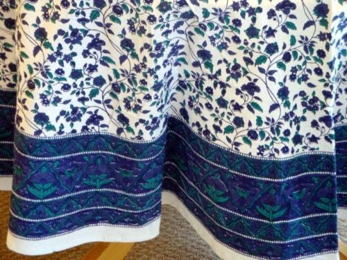 Handmade Fleur De Lis Floral Tablecoth 100% Cotton 72" Round Gorgeous - Sweet Us