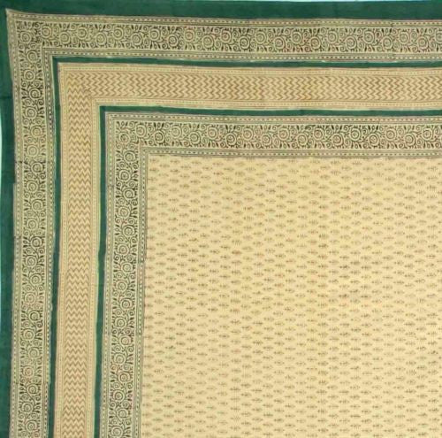 Handmade 100% Cotton Bagru Block Print Tapestry Tablecloth Bedspread Green Twin - Sweet Us