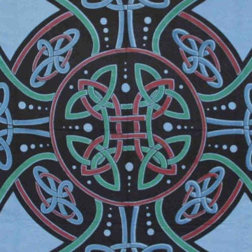 Handmade 100% Cotton Celtic Cross Spread Tapestry Tablecloth Coverlet Full Blue - Sweet Us