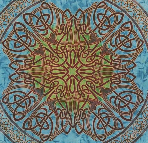 Clearance Sale Handmade Cotton Celtic Circle Tie dye Wheel of Life Tapestry Coverlet Full Blue - Sweet Us