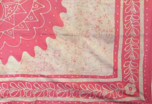 Unique Handmade 100% Cotton Floral Batik Tapestry Tablecloth Bedspread Pink Full - Sweet Us